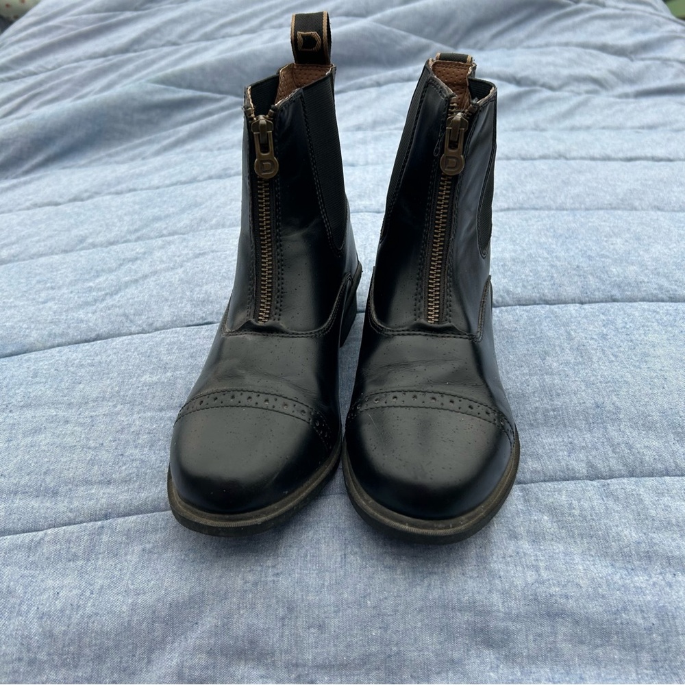 Dublin Altitude Black Leather Zip Paddock Equestrian Boots Size 7 - Picture 2 of 12